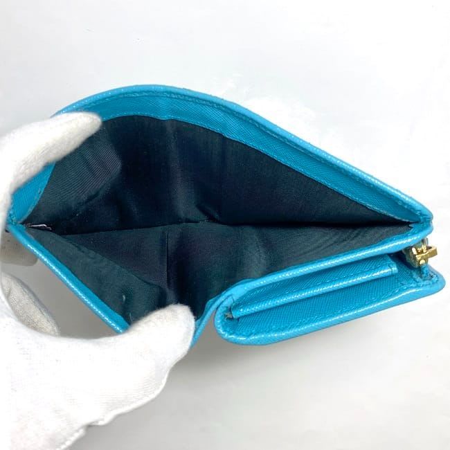 Prada Bifold Wallet Light Blue Saffiano — view 7