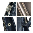 Prada Saffiano Triangle Logo Plate Navy Silver Hardware Leather Business Bag — view 6
