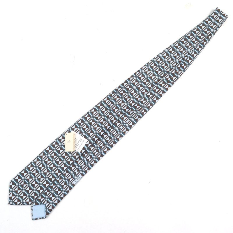 Hermes Cravate 100% Silk Art Deco Geometric Pattern Tie Multicolor — view 3