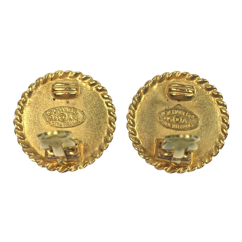 Chanel Vintage Coco Mark Earrings Black — view 4
