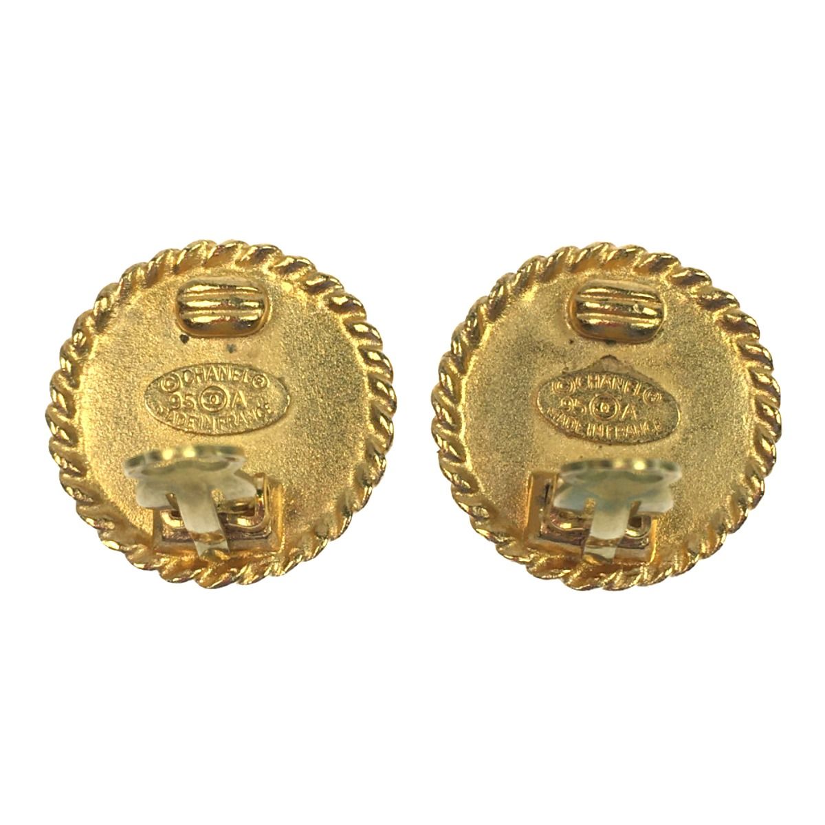 Chanel Vintage Coco Mark Earrings Black — view 4