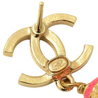 Chanel Stud Earrings Gold Pink — view 8