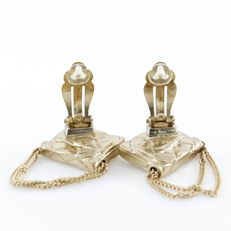 Chanel Quilted Gold Plated 02 P 24.6 g Earrings — view 6