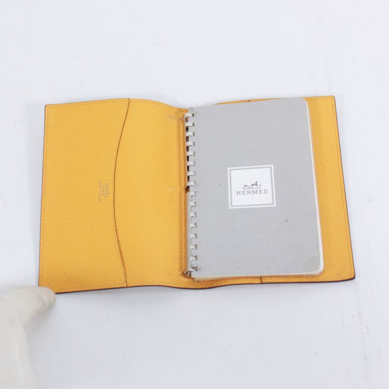 Hermes Agenda GM Leather Yellow And Brown Wallets Accessories Silver — view 6