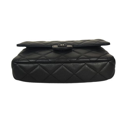 Chanel Shoulder Bag Lamb Wallet Phone Case Black — view 6