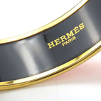 Hermes Bangle Emile GM Metal Cloisonne Orange Carved Gold Hardware Bracelet — view 9