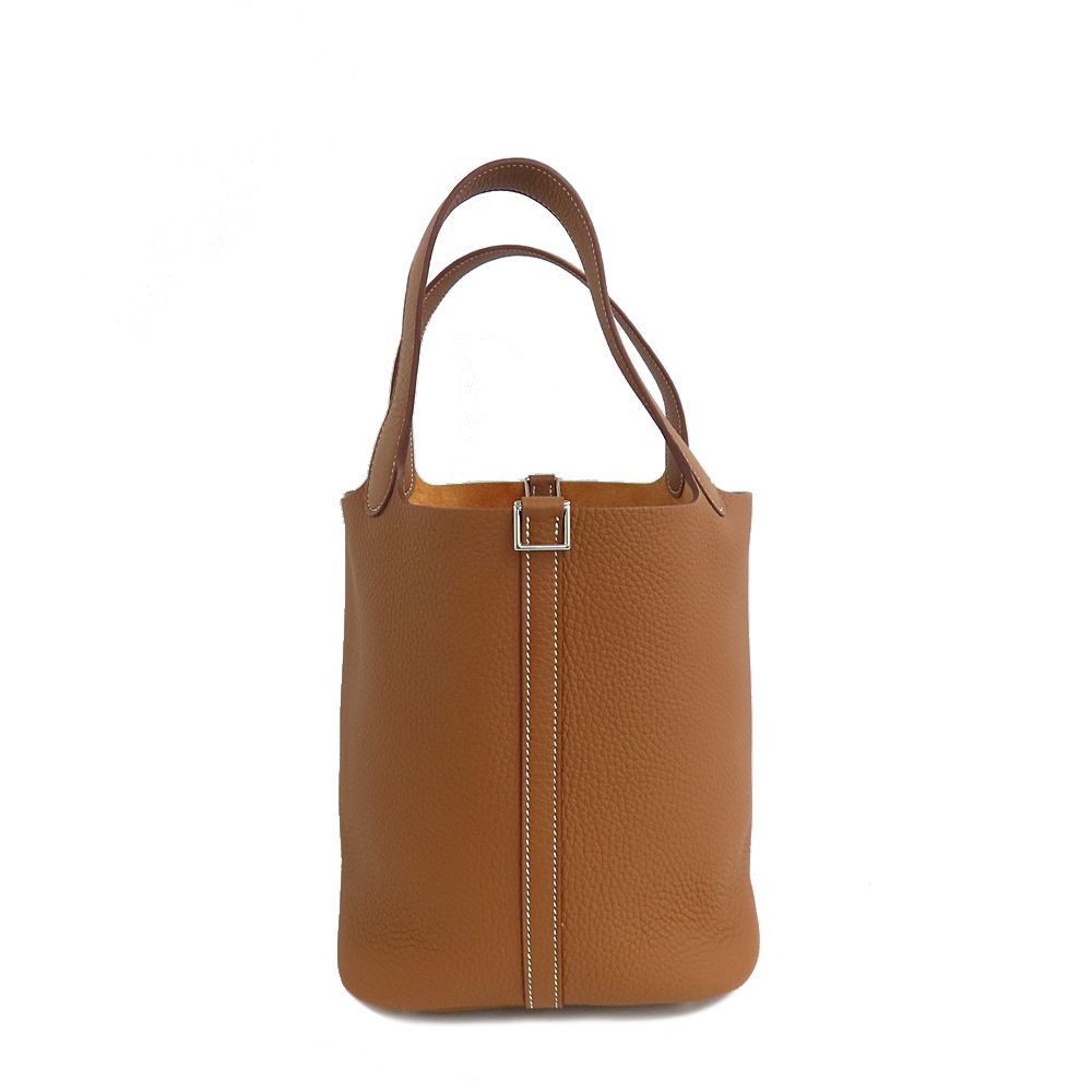 Hermes Picotin Lock MM Gold Taurillon Clemence Silver Hardware — view 3