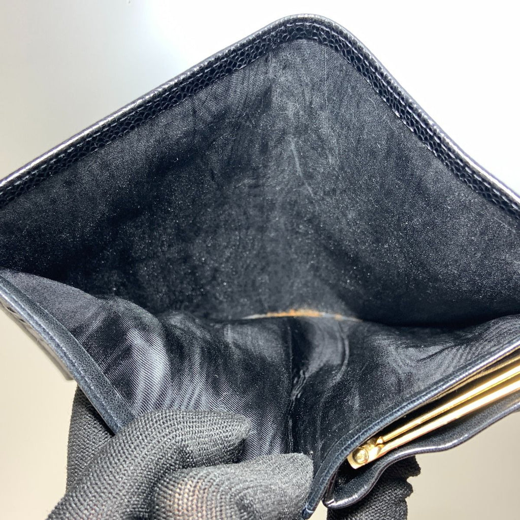 Chanel Caviar Leather Coco Mark Long Wallet Black — view 8