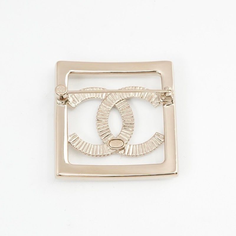 Chanel Brooch Corsage Gold Coco Mark Rhinestone Square — view 4