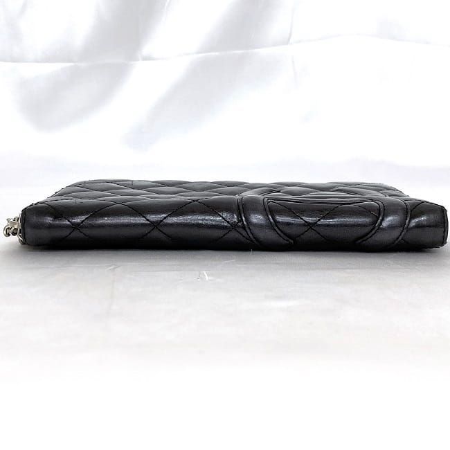Chanel Round Zipper Long Wallet Black Cambon — view 3