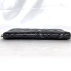 Chanel Round Zipper Long Wallet Black Cambon — view 3