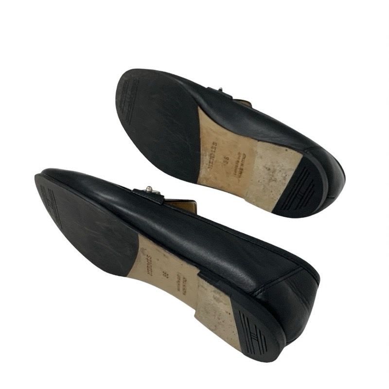 Hermes Colette Loafer Leather Shoes Black Silver Moccasin Flat — view 6