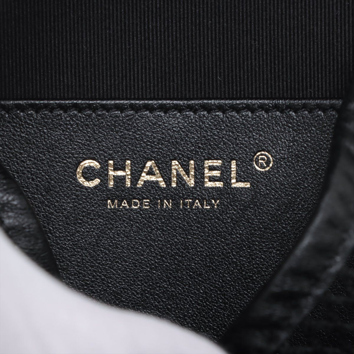 Chanel Quilted Lambskin Chain Backpack Mesh Black Gold Random Plate — view 8