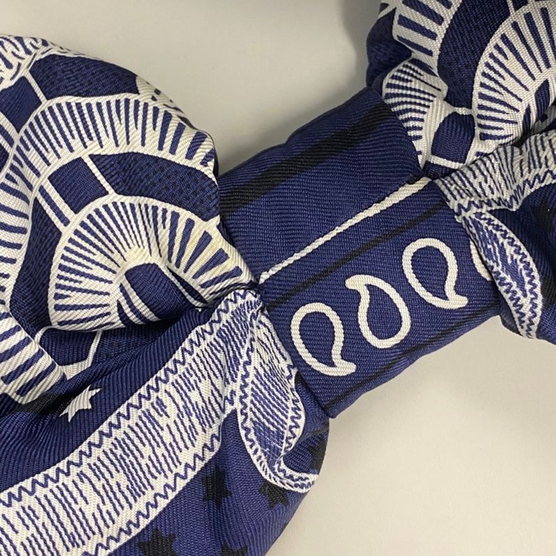 Hermes Silk Headband Turban Navy — view 6