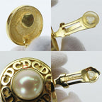 Christian Dior Earrings CD Logo Metal Gold Plated Accessories Faux Pearl — view 9