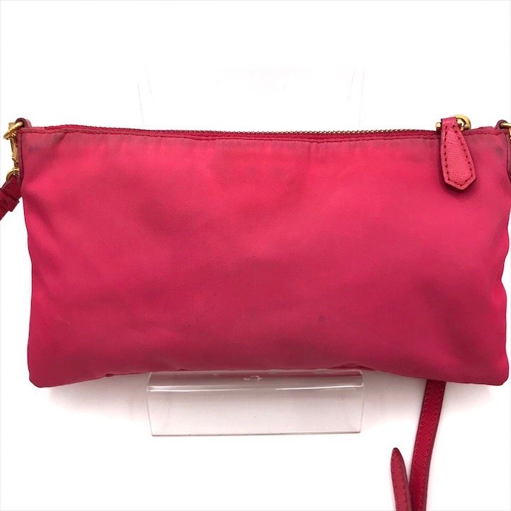 Prada Triangle Logo Nylon Tessuto Mini Shoulder Bag Pouch Pink — view 2