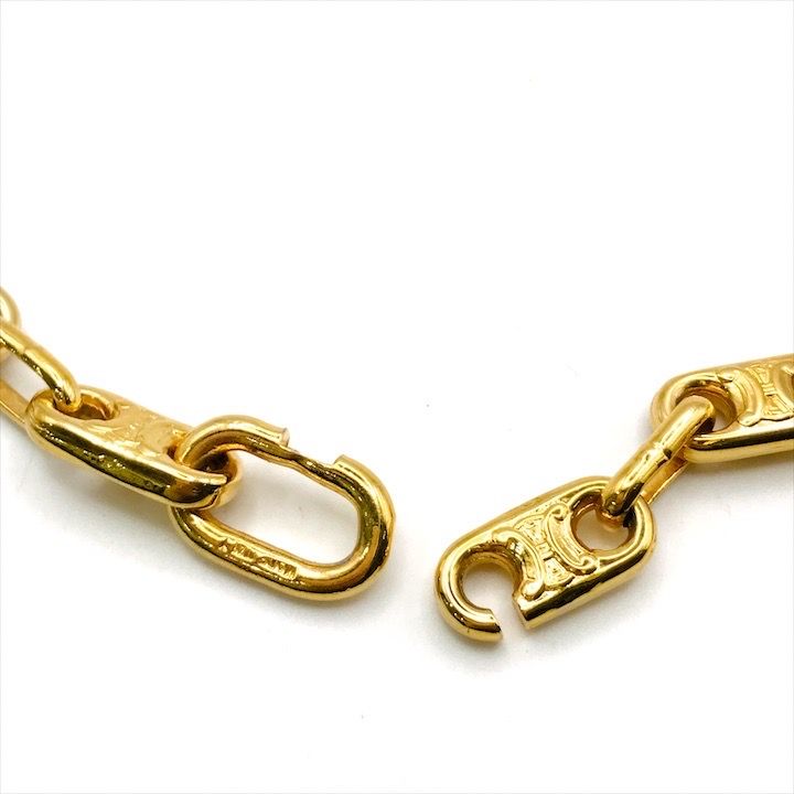 Celine Triomphe Long Chain Necklace Gold — view 6