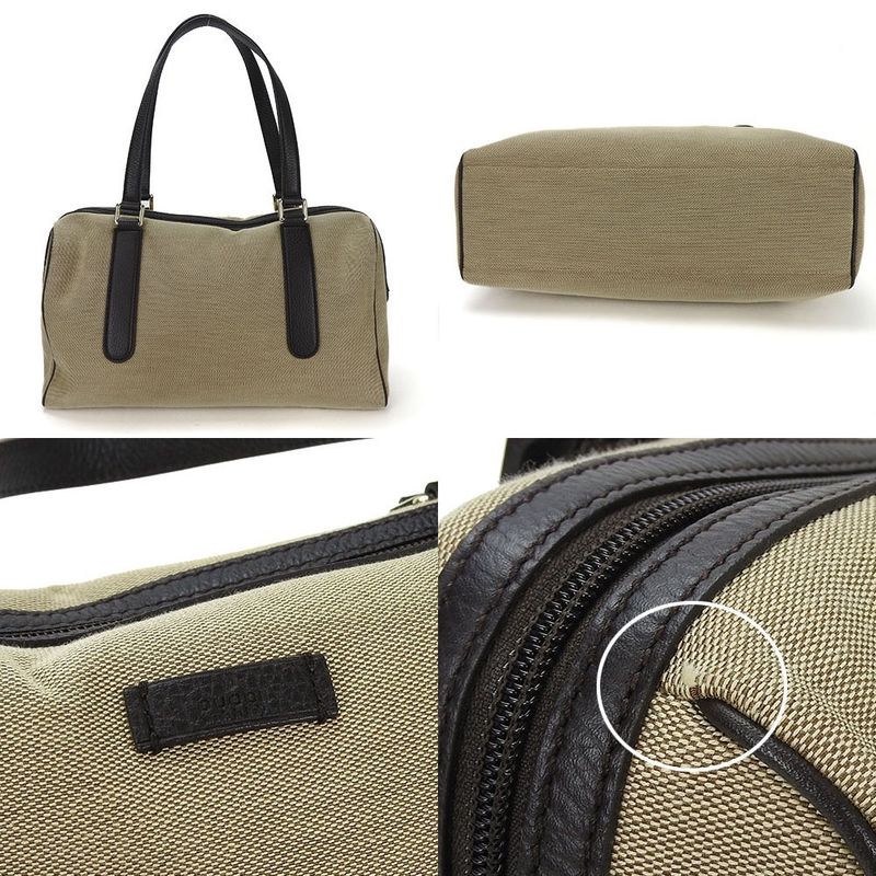 Gucci Boston Bag Handbag Shoulder Canvas Leather Beige Dark Brown Casual — view 3