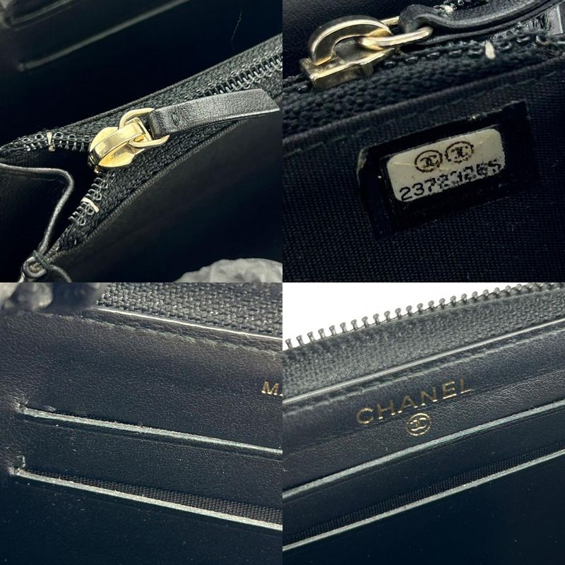 Chanel Coin Case Boy Round Zipper Caviar Leather Black Gold Hardware 23 rd — view 9