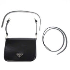 Prada Brushed Leather Shoulder Bag Black — view 8