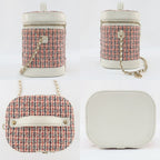 Chanel Vanity Case Chain Shoulder Tweed White Gold Hardware — view 4