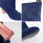 Louis Vuitton Knit Boots Ankle Sock Navy Pink — view 9