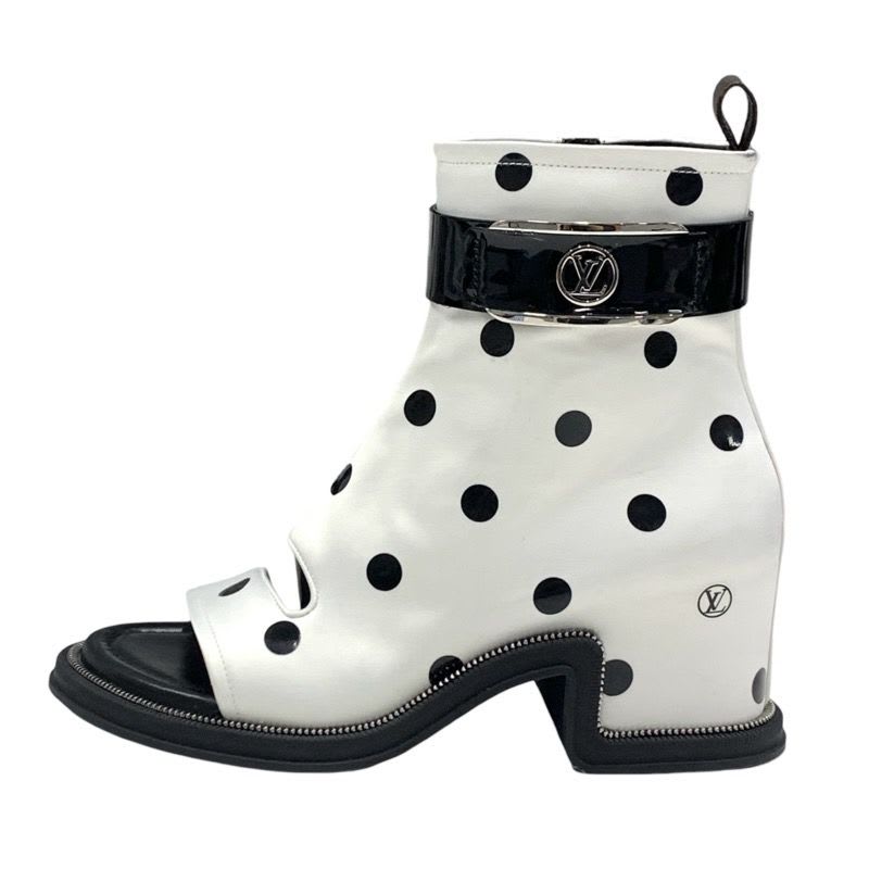 Louis Vuitton Moonlight Line Boots Short Shoes Satin White Black Ankle — view 3