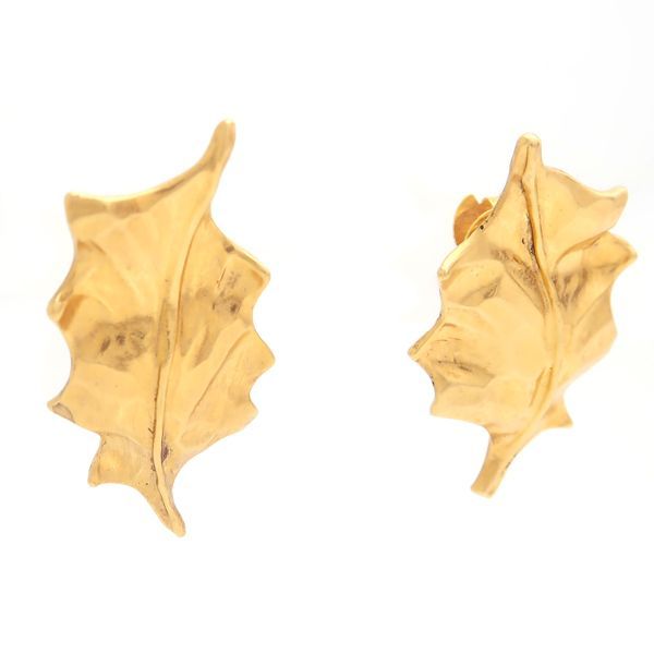 Yves Saint Laurent Earrings GP Leaf Motif Vintage — view 4