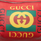 Gucci Logo Print Sherry Line Waist Bag Body Red Leather — view 4