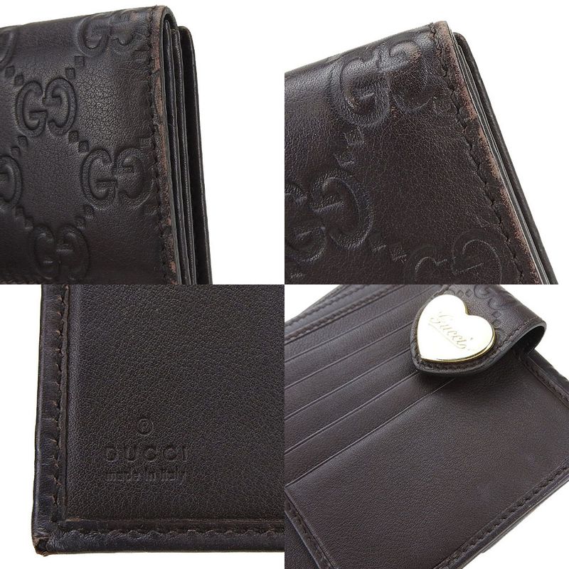Gucci Bifold Wallet Guccissima Cima Leather Brown Gold Hardware Heart — view 6