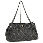 Chanel Chain Shoulder Bag Paris Bizan Quilted Nylon Black