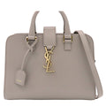 Saint Laurent Baby Cabas 2-Way YSL Logo Shoulder Bag Gray Leather