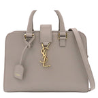 Saint Laurent Baby Cabas 2-Way YSL Logo Shoulder Bag Gray Leather