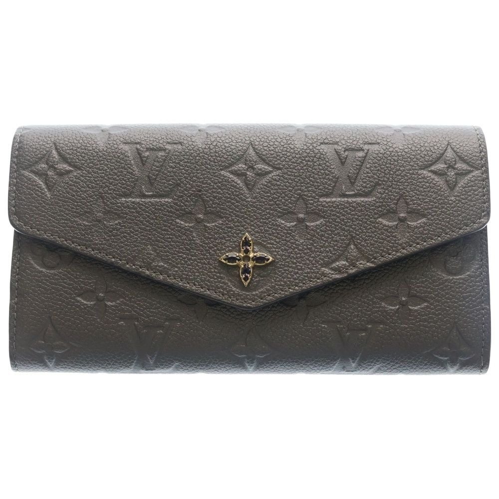 Louis Vuitton Portefeuille Sarah NM Wallet Card Case Metallic Gray Leather Gold