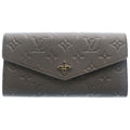 Louis Vuitton Portefeuille Sarah NM Wallet Card Case Metallic Gray Leather Gold