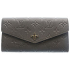 Louis Vuitton Portefeuille Sarah NM Wallet Card Case Metallic Gray Leather Gold