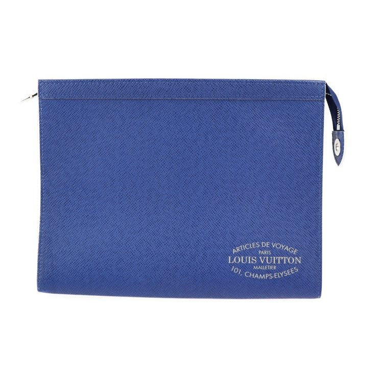 Louis Vuitton Pochette Voyage MM Second Bag Leather Cobalt Blue Silver