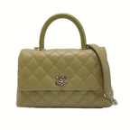 Chanel Quilted Coco Handle XS Handbag Olive Caviar Leather Chain