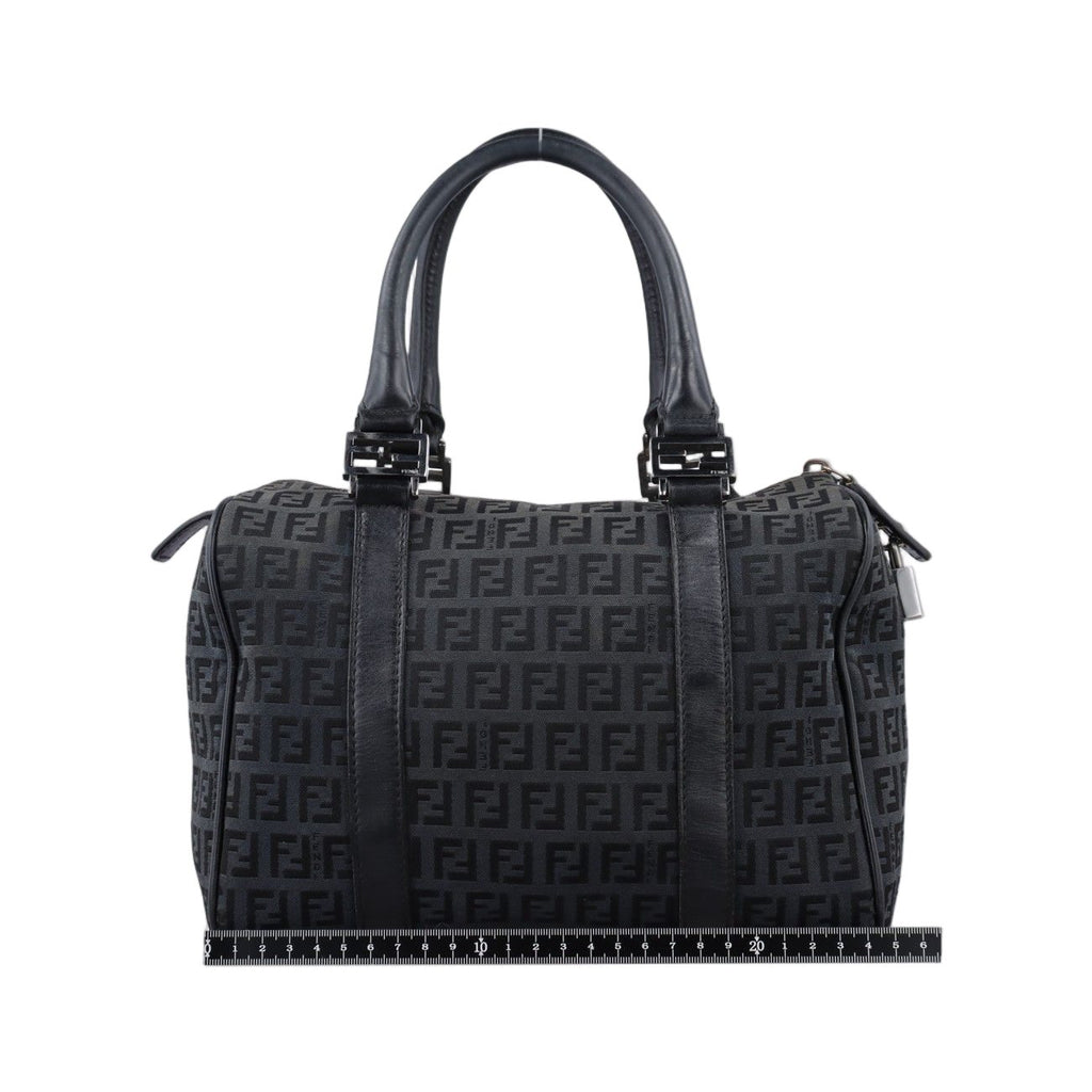 Fendi Zucchi Nifo Baulette Black Canvas Leather Jq5 Handbag — view 2