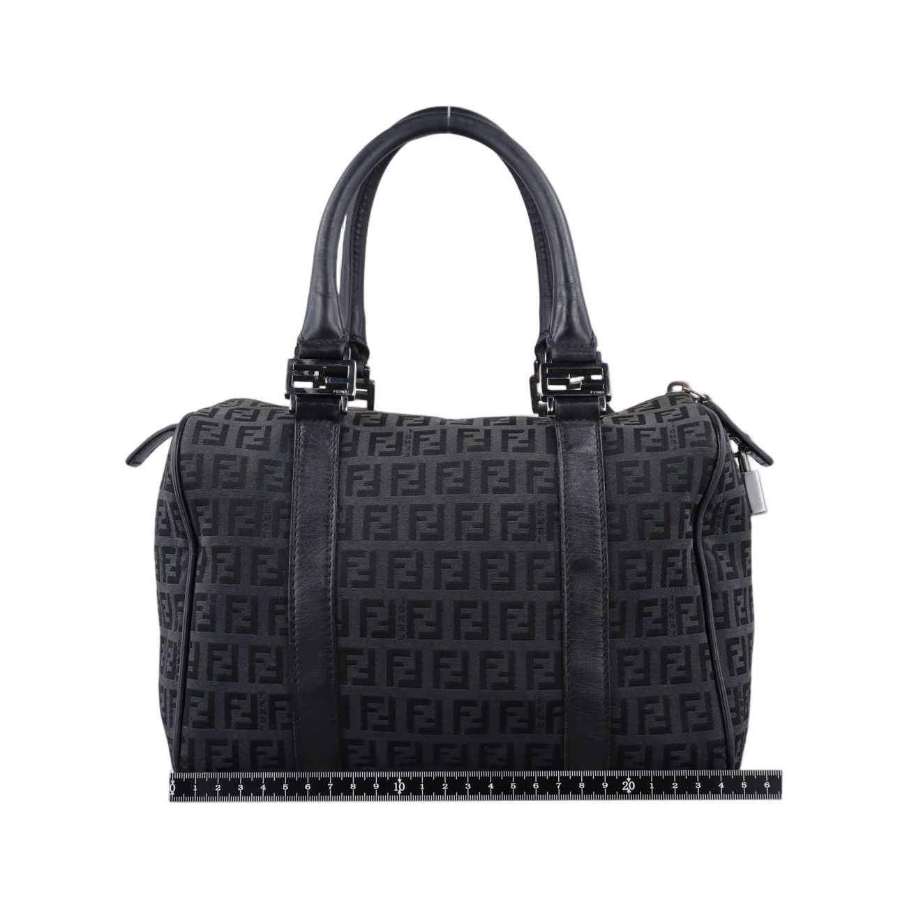 Fendi Zucchi Nifo Baulette Black Canvas Leather Jq5 Handbag — view 2