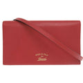 Gucci Leather Red Shoulder Wallet Bag Long 0462