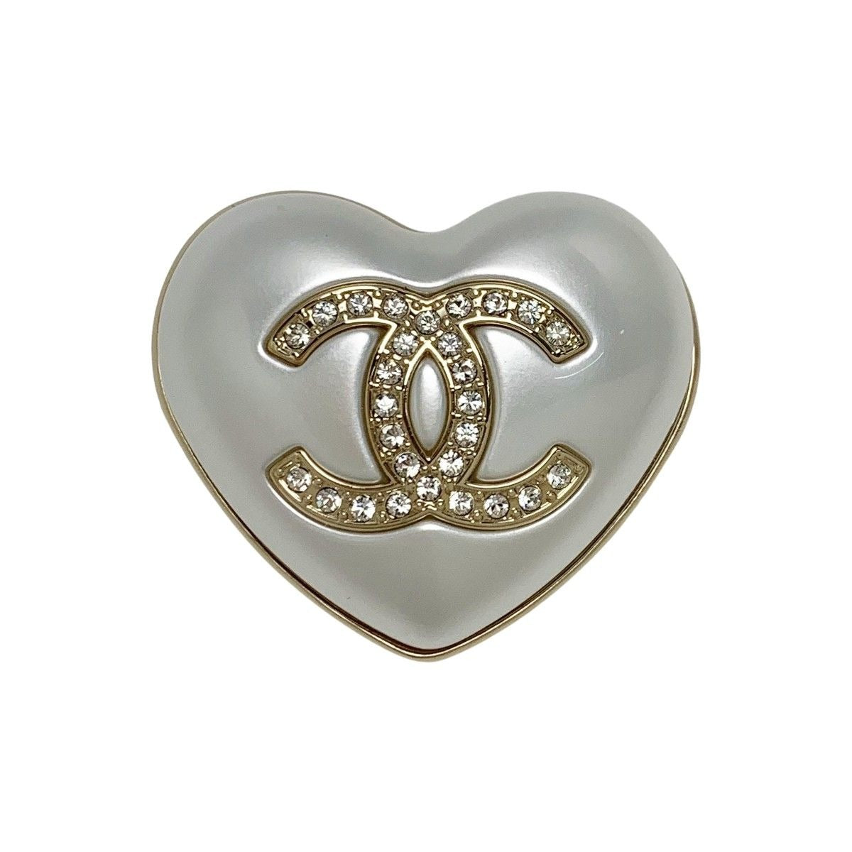 Chanel Heart Coco Mark Rhinestone A21 B Gold Brooch