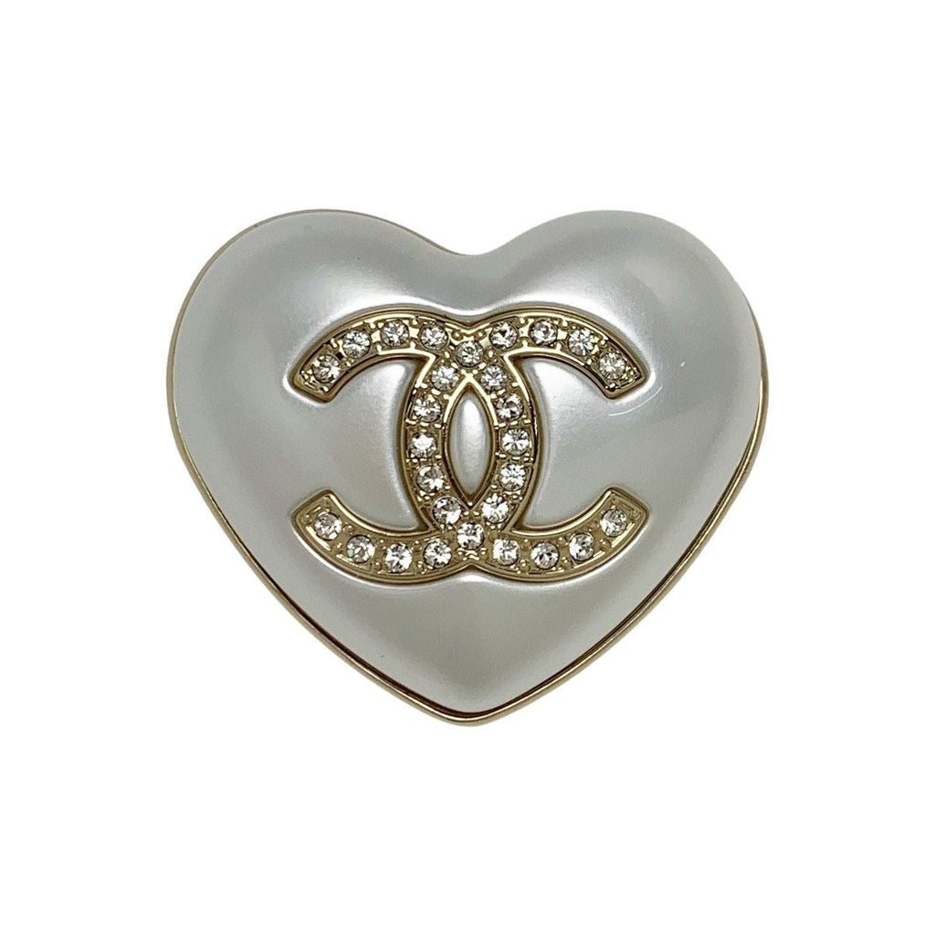 Chanel Heart Coco Mark Rhinestone A21 B Gold Brooch — view 2