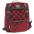 Gucci Backpack GG Velvet Velor Red