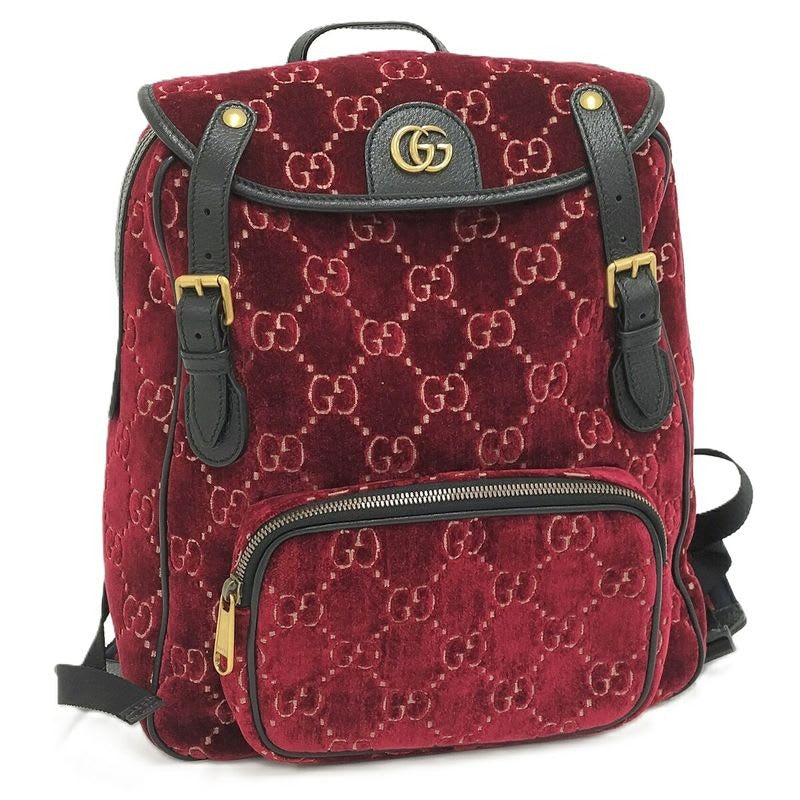 Gucci Backpack GG Velvet Velor Red
