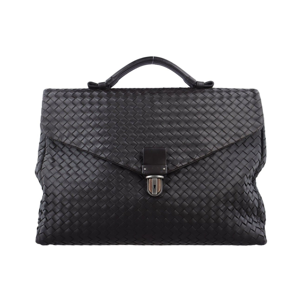 Bottega Veneta Intrecciato Black Lambskin Handbag