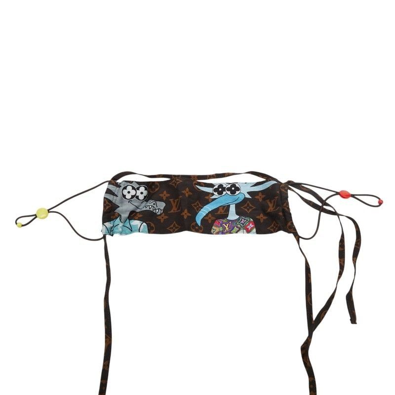 Louis Vuitton LV Friends Mask Cover Brown Multicolor Cotton Silk Shoulder Bag