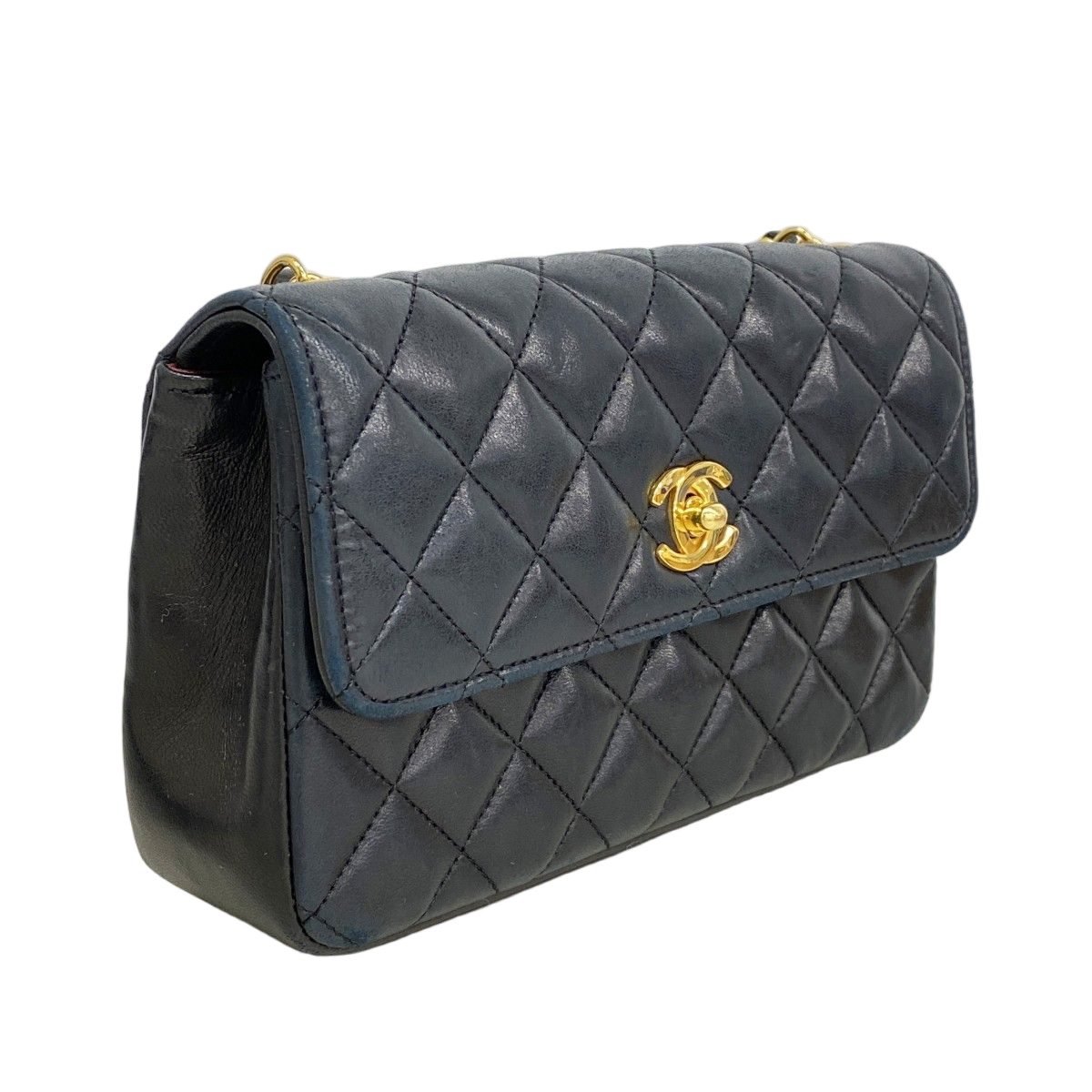 Chanel Shoulder Bag Mini Quilted Lambskin Black Gold — view 2