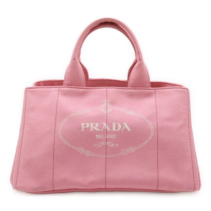 Prada Canapa Tote Bag Handbag Large Canvas Geranio Pink Gold Hardware