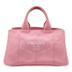 Prada Canapa Tote Bag Handbag Large Canvas Geranio Pink Gold Hardware